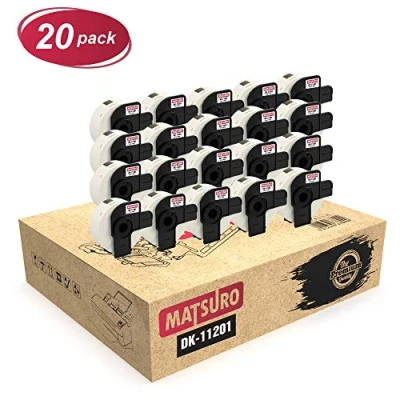 Image of Matsuro Original Compatible Address Label Rolls Replacement for Brother P Touch DK 11201 DK11201 (29 mm x 90 400 Labels per Roll 20 Pack)