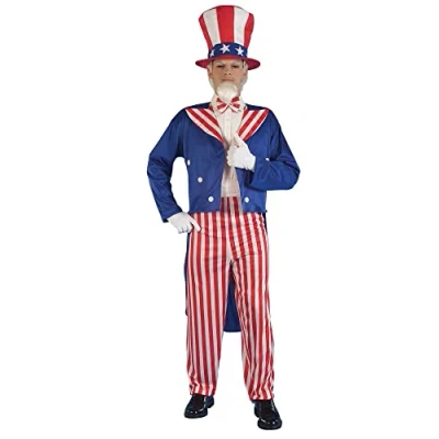 Image of Bristol Novelty AC637 Uncle Sam Costume 4th of July/Patriotic Adult Fancy Dress, Men, Striped, Multicolor, One Size