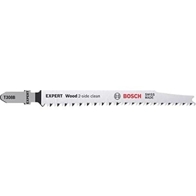 Image of Bosch 3x EXPERT wood 2 side clean T308B Jigsaw Blade (for Solid furniture board, Plywood, Length 117 mm, Professional Accessory Jigsaw)