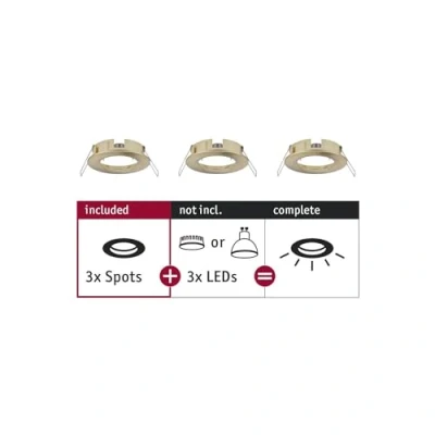 Image of Paulmann Choose Spot 92483 Recessed Ceiling Light Maximum 3 x 10 W Brushed Brass Bulb Without Aluminium
