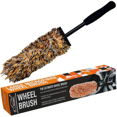 Image of Xtremeauto Soft Head Alloy Wheel Brush Car Cleaner Detailing Cleaning Brush, No Metal Non Scratch Rim Perfect For Motorcycle, Cars &amp; Bicycles (Orange