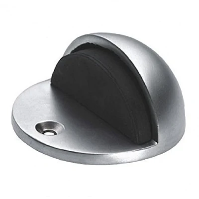 Image of Carlisle Brass Solid Oval Floor Mounted Half Moon Door Stop (Satin Chrome)