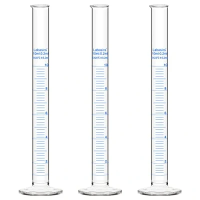 Image of Labasics 3 Pack Borosilicate Glass 10 ml Heavy Wall Graduated Cylinder Measuring