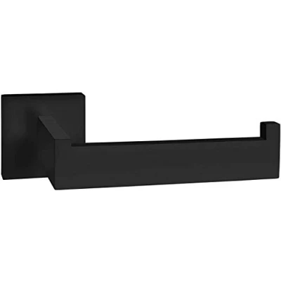 Image of YUET Black Toilet Roll Holder Stainless Steel Tissue Hanger for Bathroom and Kitchen Accessory Wall Mounted with Screws Square 304 (Matte Black)