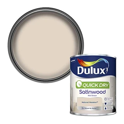 Image of Dulux Quick Dry Satinwood Paint For Wood And Metal Natural Hessian 750Ml