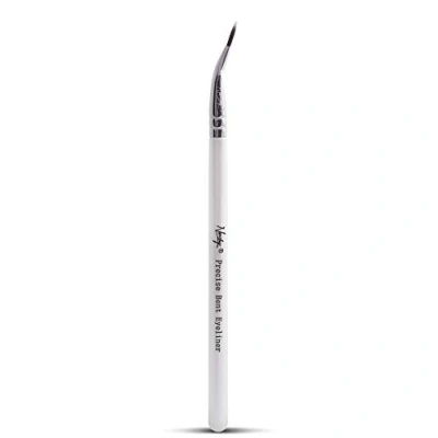 Image of Nanshy Precise Bent Eyeliner Brush Thin Tip Angled with Small Fine Point for Dry or Gel Application Angle Eye Makeup Tool Vegan &amp; Cruelty Free White