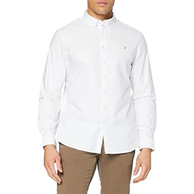 Image of Farah Mens Long Sleeve Shirt White L