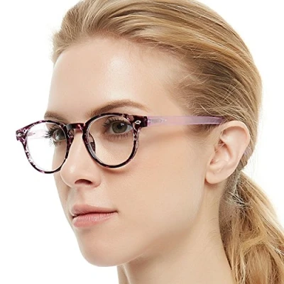 Image of OCCI CHIARI Stylish Reading Glasses Womens 2.75, Lightweight Round Reader for Lady, Acetate Frame (Purple, 275