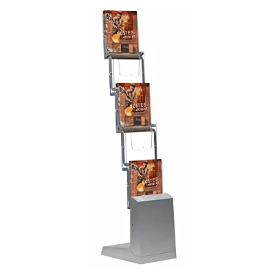 Image of display SALES A4 brochure holder 5 x DIN Foldable Leaflet Nylon Carry Bag stands Magazine stand Aluminium and acrylic transparent