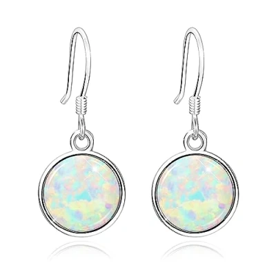 Image of KristLand Opal Silver Earrings Round 925 with Gold Plated Earring Christmas Birthday Gift for Women Ladies Girls
