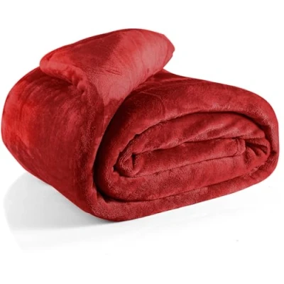 Image of EHC Fleece Blanket sofa Throw, Cozy Soft Fluffy Throws for Large Bed and Couch Double, Wine, 150x200cm