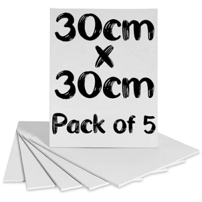 Image of 5 x Artists Blank Canvas Boards Cotton Duck Gesso Primed 280g for Acrylic &amp; Oil Painting (30 30cm)