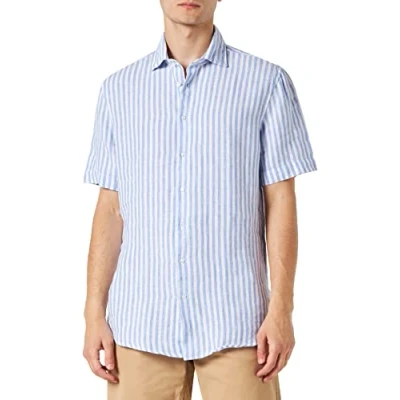 Image of Seidensticker Men&#039;s Shaped fit Short Sleeved Shirt, Blue, 36