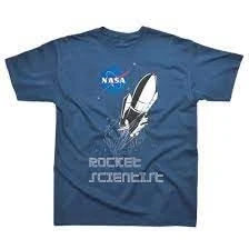 Image of Spike Leisurewear Officially Licensed NASA Classic Children&#039;s T Shirt with Rocket Scientist Design Printed on The Front. Available in Ages 1 2, 3 4, 5 6, 7 8 and 9 10 (Age 6) Navy