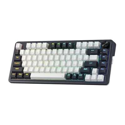 Image of Redragon K673 PRO 75% Wireless Gasket RGB Gaming Keyboard, 3 Modes 81 Keys Compact Mechanical Keyboard Hot Swap Socket, Dedicated Knob Control and Sound Absorbing Pads, Linear Red Switch