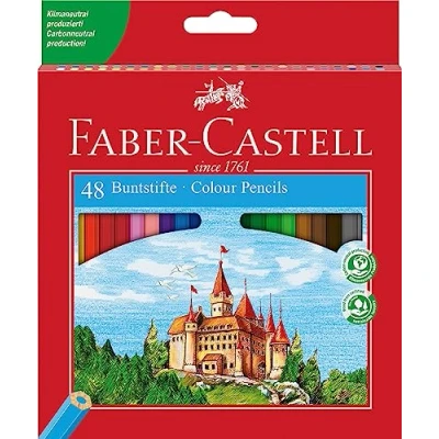Image of Faber Castell 120148 Kasteel kleurpotlodenset, 48 stuks, zeshoekig, breukvast, voor kinderen en volwassenen