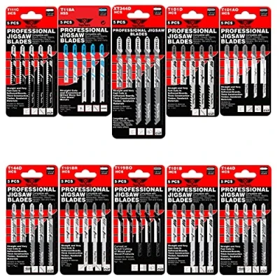 Image of 50 x TopsTools JSTTXK10 T101AO T101B T101BR T101D T111C T118A T119BO T144D XT344D Mixed Jigsaw Blades Compatible with Bosch, Dewalt, Makita, Milwaukee and many more