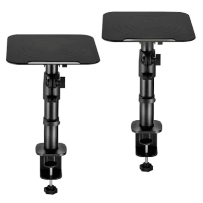 Image of my wall HS30L Universal Speaker Desk Mount, Tiltable +/ 15 with a Load up to kg, Black, 2 Stands for Boxes