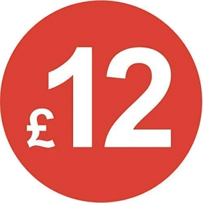 Image of Pack of 500 20mm Price Stickers/Labels Choose from 10p to £95 Bright Red Many Prices (£12 Red)