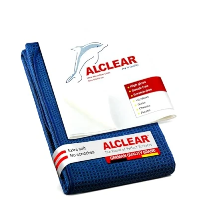 Image of ALCLEAR 820002 Set of Microfibre Cloths for Windows Cloth Windows, Miracle 60 x 45 cm and Drying 40 Trace Free Cleaning