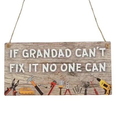 Image of Second Ave If Grandad Can&#039;t Fix It Wooden Hanging Rectangle Home Shed Sign Plaque