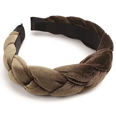 Image of DRESHOW Braided Headbands for Women Velvet Hair Hoop Elastic Criss Cross Bands Accessories