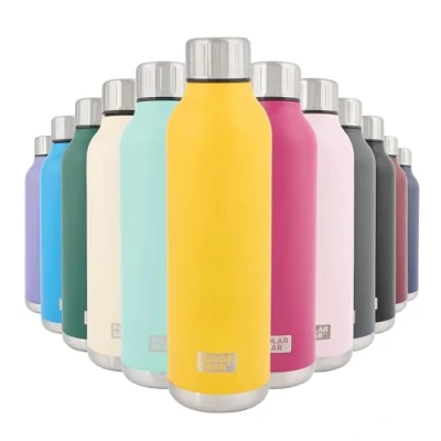 Image of Polar Gear Stainless Steel Water Bottle 500ml Vacuum Insulated Metal Bottle, Double Wall, Leakproof Drinks 12H Hot, 24H Cold Perfect for Work, Travel, Sports, Gym (Yellow)