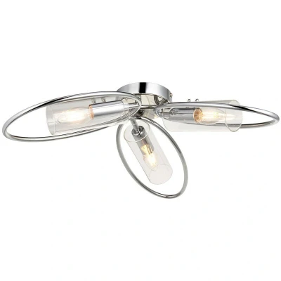 Image of Amari Multi Arm Glass Semi Flush Ceiling Lamp, Chrome Plate,