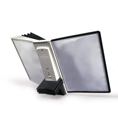 Image of Durable SHERPA Display Panel Desk Extension Unit Includes 10 A4 Panels in Black for Storing and ing Documents