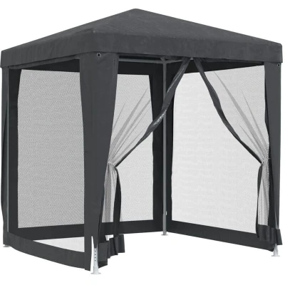 Image of vidaXL Party Tent with 4 Mesh Sidewalls Anthracite 2x2 m HDPE