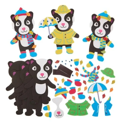 Image of Baker Ross FX597 Badger Mix and Match Magnet Kits Pack of 8, Autumn Decoration Crafts for Kids