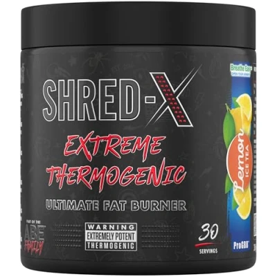 Image of Applied Nutrition Shred X Fat Burner ABE All Black Everything Burner, Thermo Weight Management (300g 30 Servings) (Lemon Ice Tea)