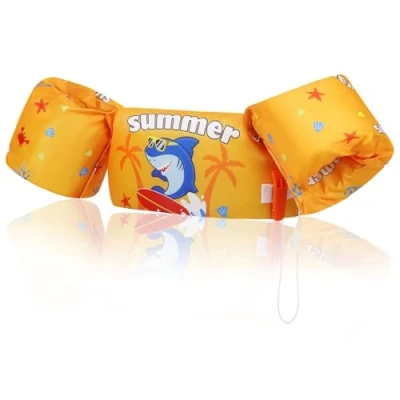 Image of MoKo Swim Arm Band for Kids, Children Vest Cute Cartoon Swimming Wings Pool Floats Sleeve Toddlers Water Device Beach Sports Learning Training Equipment, Yellow Shark Skateboard