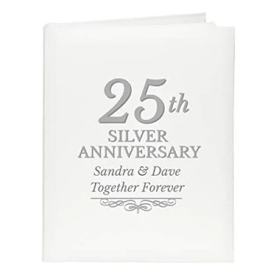 Image of Personalised Silver Wedding Anniversary Traditional Photo Album. 25th