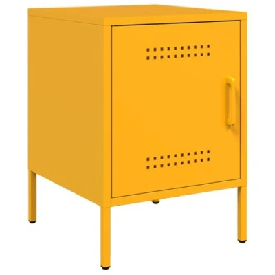 Image of vidaXL Bedside Cabinet/Nightstand/Side Table Mustard Yellow Industrial Steel 36 x 39 50.5 cm Bedroom/Living Room/Study