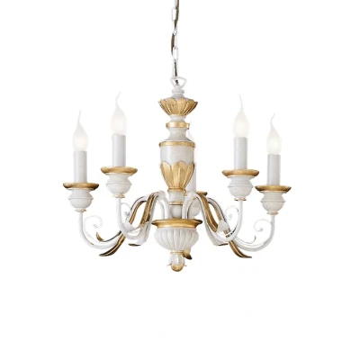 Image of Firenze 5 Light Chandelier Ivory, Gold Finish, E14