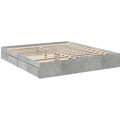 Image of vidaXL Bed Frame with Drawers without Mattress Concrete Grey 180x200 cm Super King
