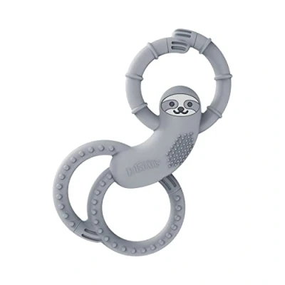 Image of Dr. Brown&#039;s Flexees Sloth Teether for Infant &amp; Baby, Grey, 100% Silicone, BPA Free, 3m+