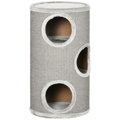 Image of PawHut Cat Climbing Frame, Covered with Sisal, Cosy Platform Light Grey