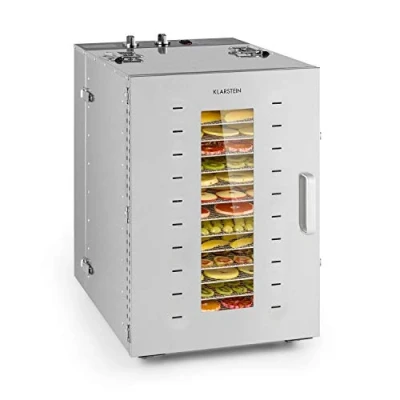 Image of Klarstein Master Jerky 16 Food Dehydrator Dehydrator, Dryer, 1500W, Variable Temp 40 90C, 15h Timer, DigiSet Control, Stainless Steel Housing,Silver, Bays