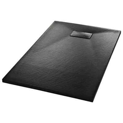 Image of &#039;vidaXL SMC Shower Base Tray Low Profile, Black, Slip Resistant, Sturdy and Durable, Easy Access Cleaning
