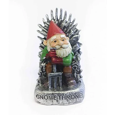 Image of Garden Mile Throne Miniature Gnome Figurine Resin Statues Outdoor Ornaments Novelty Game Memorabilia Mini Sculpture for Indoor Home, Décor Decorations 10cm