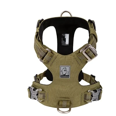 Image of WINHYEPET Truelove Explosion proof Waterproof Fabric Dog Harness High Density Nylon Webbing Light weight Outdoor Product Suitable Small and Medium Large TLH6282(Army green, L)