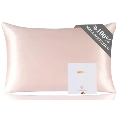 Image of ZIMASILK 100% Mulberry Silk Pillowcase for Hair and Skin,Both Sides 19 Momme Silk, 1pc (40x60 cm, Pink)