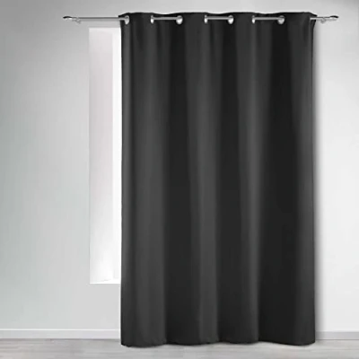 Image of DOUCEUR D&#039;INTERIEUR Curtain Rings 140X240 Occult Ardoise, Ceramic, Dark Grey, 140 x 240 cm