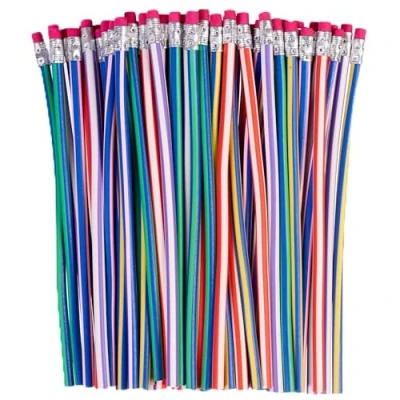 Image of THE TWIDDLERS 70 Magic Bendy Pencils for Party Bags, Flexible Children School Supplies Colourful Kids Favours Bag Fillers, Stationery Gift Set Classroom Prizes