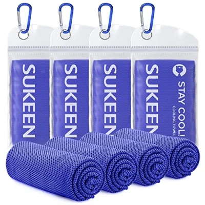 Image of Sukeen Cooling Towel, Towels 4 pack, Stay Cool Ice for Neck, Cold Gym Towel Men Women (4pcs, Royal Blue*4)