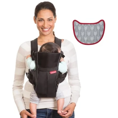 Image of Infantino Swift Classic Carrier with Pocket 2 Ways to Carry Black Wonder Bib &amp; Essentials Storage Front Pocket, Adjustable Back Strap, Inward Outward Facing, Easy Clean Material