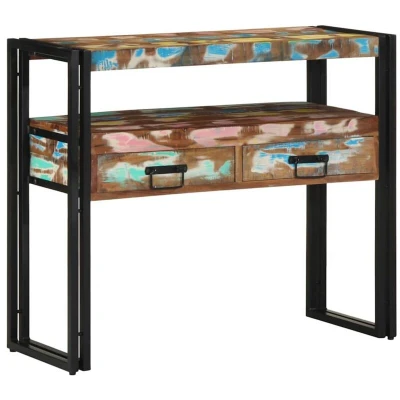 Image of vidaXL End Tables Multicolour 90x33x75 cm Solid Reclaimed Wood&amp;Metal