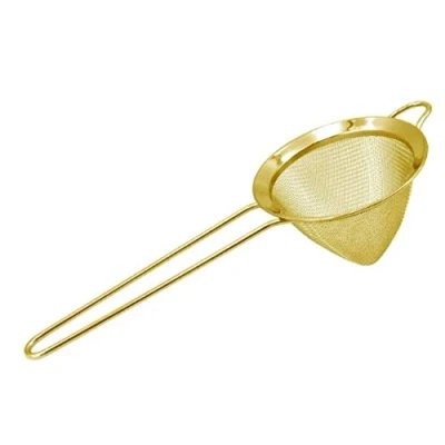 Image of Fine Mesh Cocktail Strainer Stainless Steel for Rice, Flour, Pasta Drink Bar Strainers Bartender Tool (Gold)